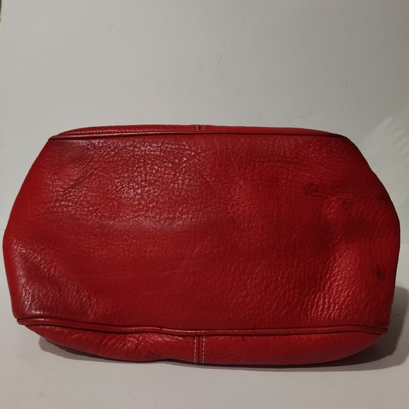 Dooney & Bourke All Weather Red Pebbled Leather Large Bucket Bag